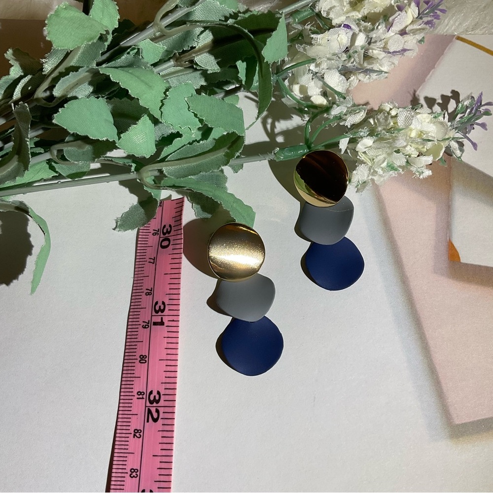 Blue and Gold Earrings - Picture 4 of 4
